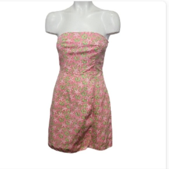 Vineyard Vines strapless dress Size 4 Coral pInk Starfish seaside - Picture 2 of 10